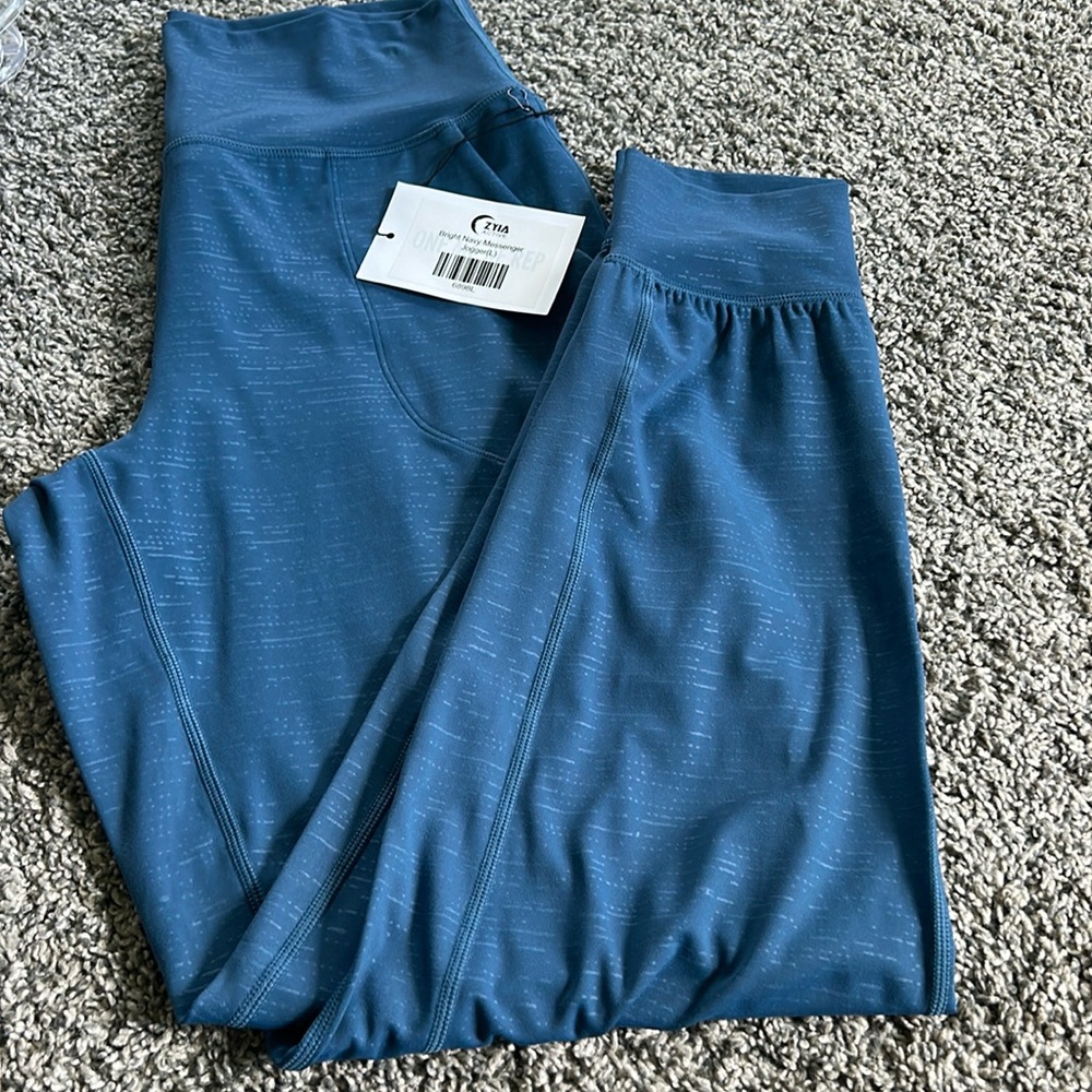 NWT Zyia Bright Navy Messenger Joggers